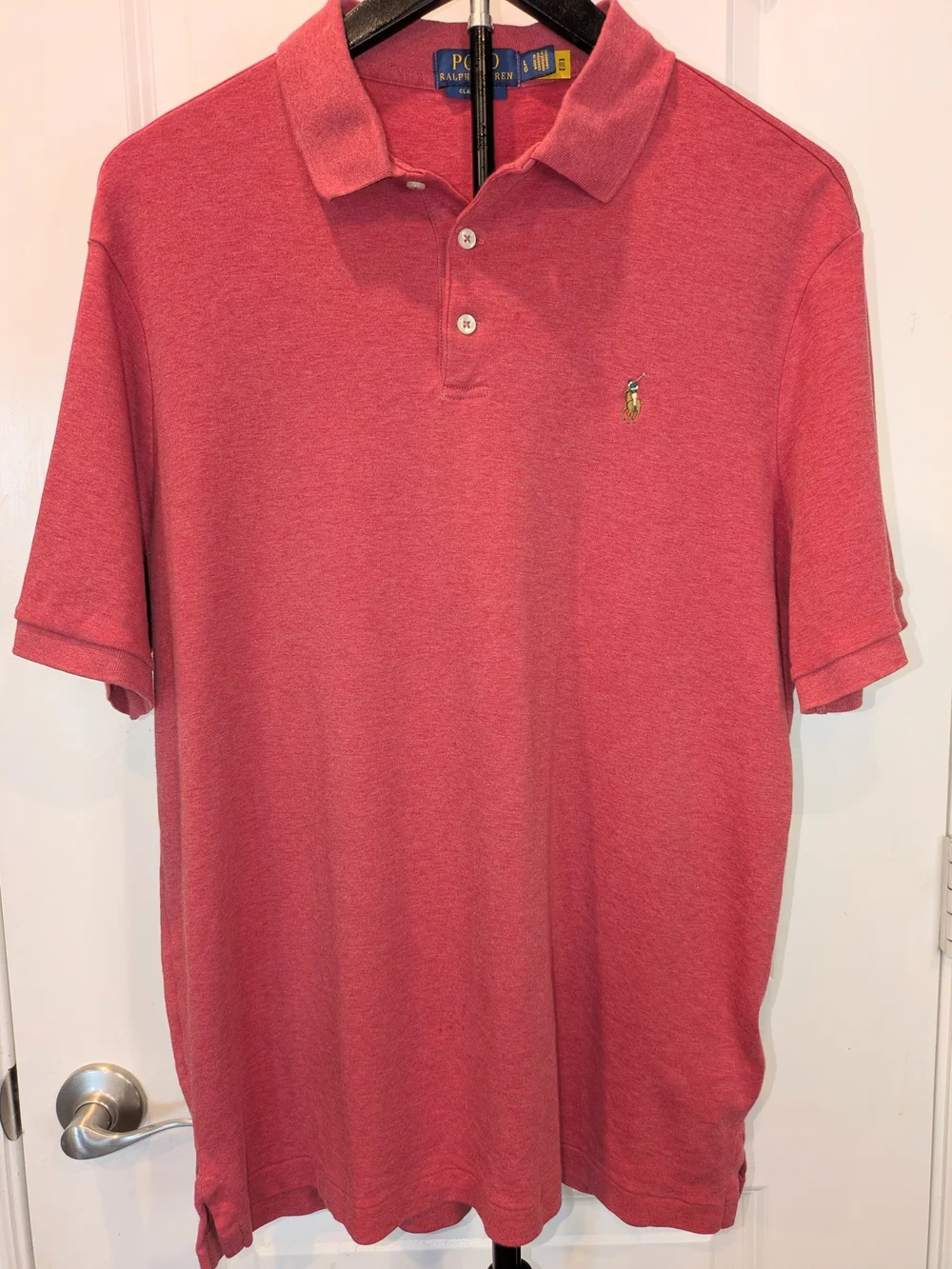 Polo Ralph Lauren Men’s L Classic Fit Red Heather Cotton Pony Polo Shirt